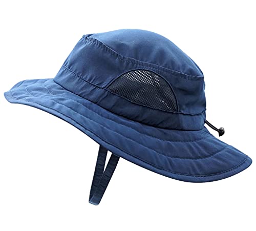 Kids Sun Hat - Wide Brim Bucket Hat with UPF 50+ Protection - Navy (2-6 Years)