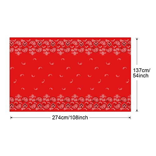Western Cowboy Tablecloths - 2 Pack Red Paisley Disposable Covers