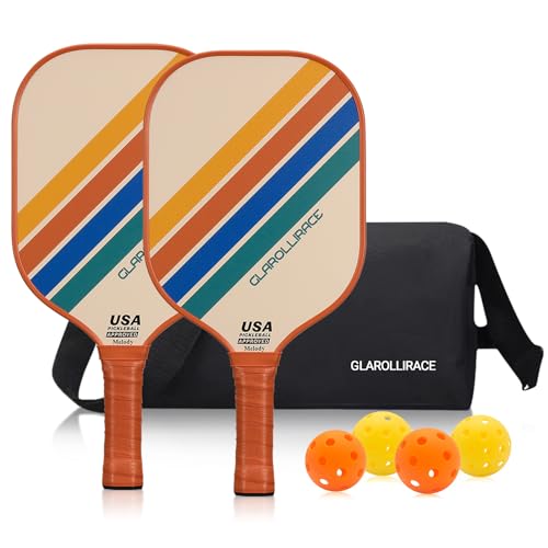 Pickleball Paddles Set of 2 Retro - USAPA Approved, Fiberglass & Honeycomb Core