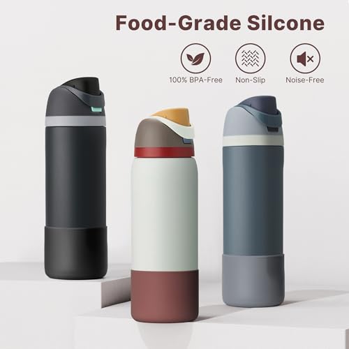 Silicone Water Bottle Boot for Owala 32 oz - Reddish Brown