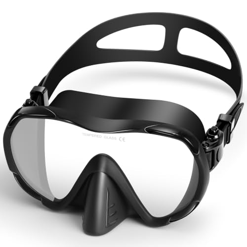 KOMETRA Adult Swim Goggles with Nose Cover - Black Wide View No Leak Diving Mask for Men Women Youth