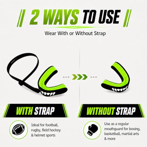 Kids Mouth Guard 3 Pack with Strap - Age 6-12, BPA-Free, Shock Absorbent for Sports