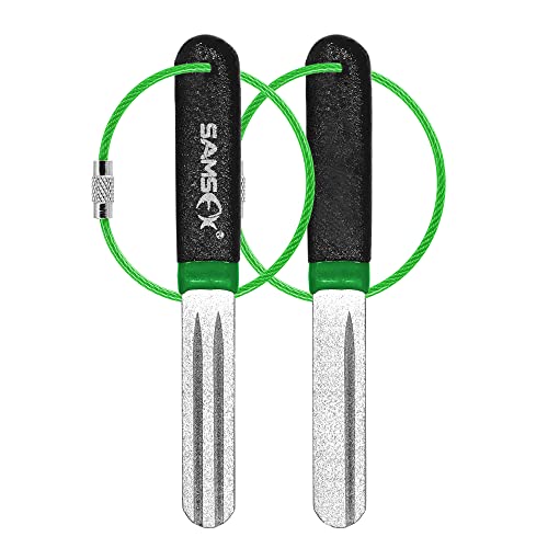 Fishing Hook Sharpener Tool - Double-Sided - 4" Black & Green Handle
