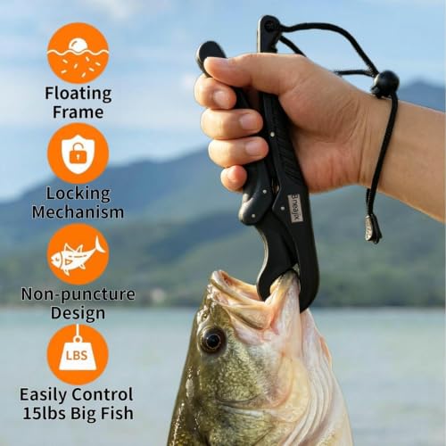 Floating Fishing Lip Gripper Tool with Lanyard - 9.5 Inch