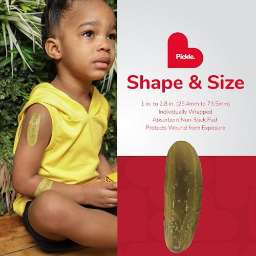 Pickle-Shaped Adhesive Bandages - Latex Free, 24 Count