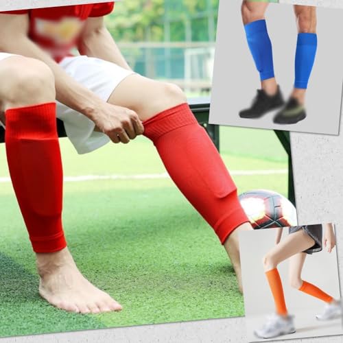 3 Pairs Soccer Shin Guard Sleeves - Solid Color Football Socks for Men & Women