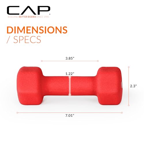 Cap Neoprene 4 lb Dumbbell Pair – Color Series, Non-Slip Hex Design