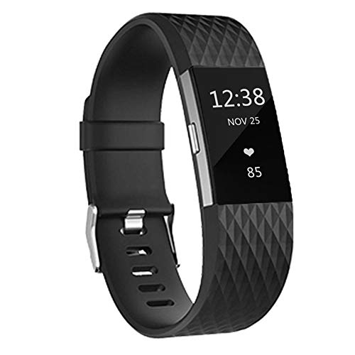 Silicone Replacement Bands for Fitbit Charge 2 - Large Black