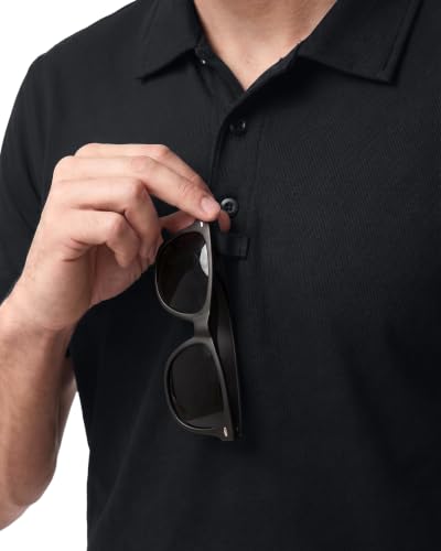 Breathable Quick-Dry Men's Polo Shirt UPF 50+ - Large, Black