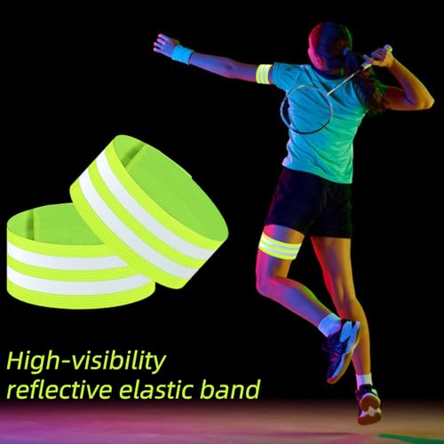 4 Pack Reflective Safety Bands - Adjustable High Visibility Straps for Running