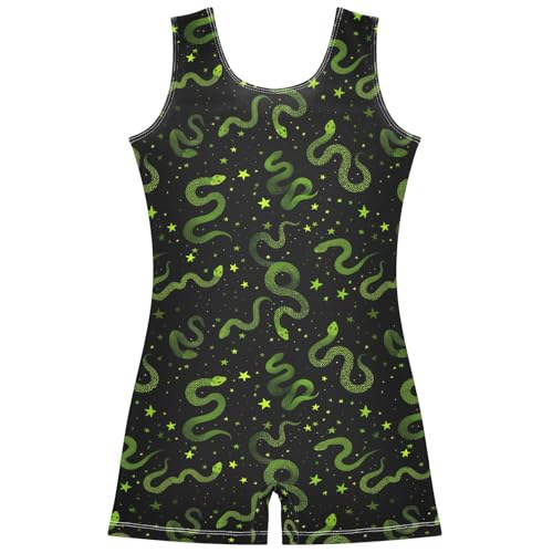 Girls Gymnastics Leotard Snakes Design - Sleeveless Unitard 7-8 Years