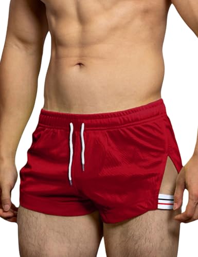 Mens Athletic Workout Shorts Large Red No Lining GYMAPE
