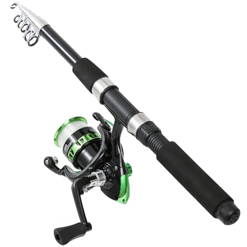 Blue & Green Telescopic Fishing Rod & Reel Combo - 2PCS Spinning Set with Accessories