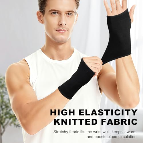 Wrist Compression Sleeves for Fatigue Relief and Support - Black (1 Pair)