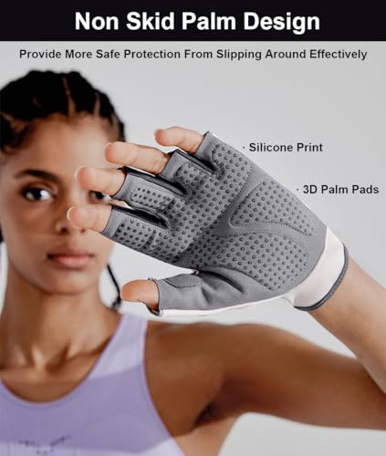 Anti-Slip Fingerless Workout Gloves - Black, Large