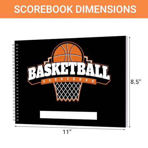 Suituts 8.5x11 In Basketball Scorebook for 40 Games - Side by Side Stats Tracking, High School & League Use, 1 Pack