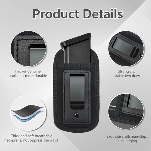 2 Pack Universal Magazine IWB Pouch Concealed Carry 9mm .40 .45 .380