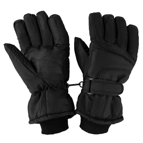 Thermal Ski Gloves - Waterproof & Windproof - Black, Medium