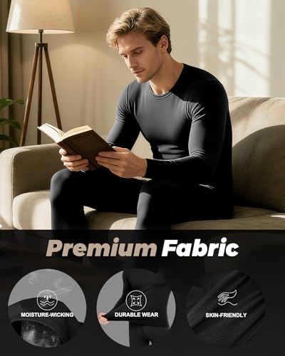 Men's Thermal Underwear Set - Fleece Lined Long Johns for Winter
