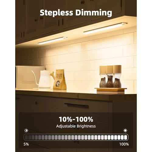 EZVALO Under Cabinet Lights, 14.5i'' Motion Sensor Light Indoor Dimmable, 4000mAh Rechargeable Closet Lights 3700K with Remote Control, Wireless Under Counter Light for Kitchen,Cabinet,Bedroom(4Pcs)