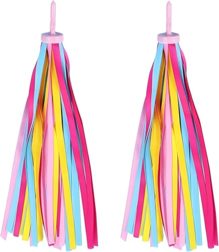 Rainbow Bicycle Ribbons for Kids - 2 Pack Tassels for Bicycles & Scooters