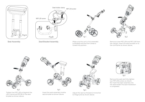 Caddytek Removable Seat for Golf Push Cart - Compatible Only with Explorer and CaddyLite 15.3 Golf Push Carts, Cushioned Golf Cart Seat Accessory with Easy Install and Heavy Duty Bracket