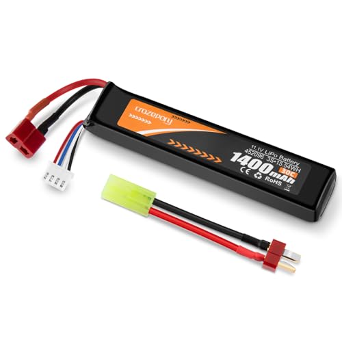 11.1V 1400mAh 30C LiPo Airsoft Battery with T Plug & Mini Tamiya