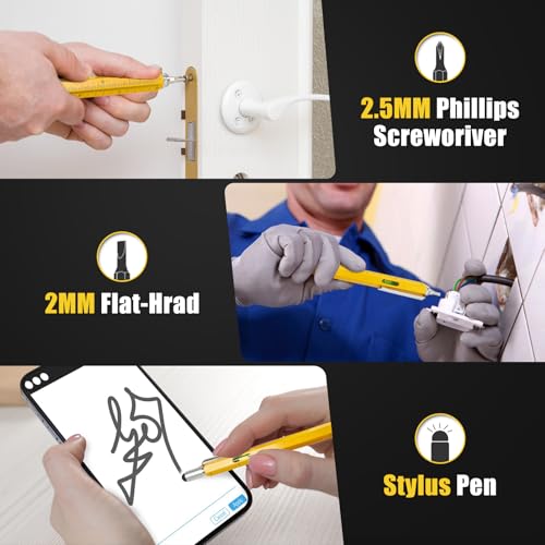 Multitool Pen Gadget - 6-in-1 Tool with Stylus and Refills - Yellow