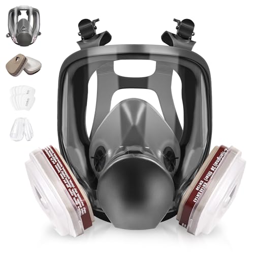Full Face Respirator - Respirator Masks with 6001CN Activated Carbon Air Filters for Painting, Dust, Chemicals