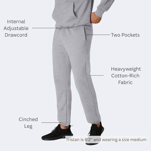 Hanes Men's Sweatpants Large Light Steel - Fleece Joggers with Pockets, Ultimate Cotton