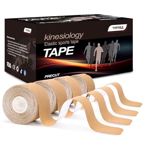 VityElk Kinesiology Tape Beige 80 Precut Strips Waterproof & Hypoallergenic