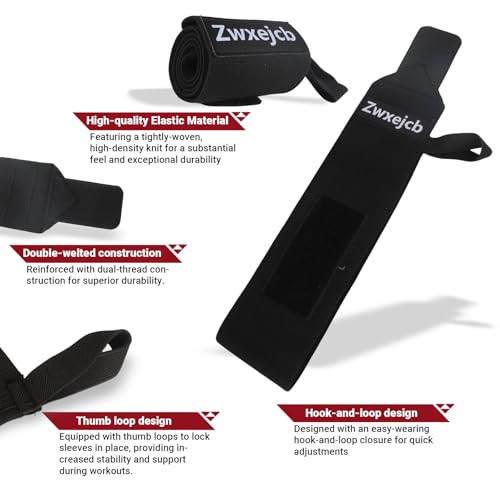 Heavy-Duty Weightlifting Wrist Wraps for Strength Training - Black