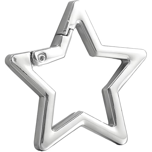 Star Carabiner Keychain - Stainless Steel Star Shaped Snap Hook - Silver