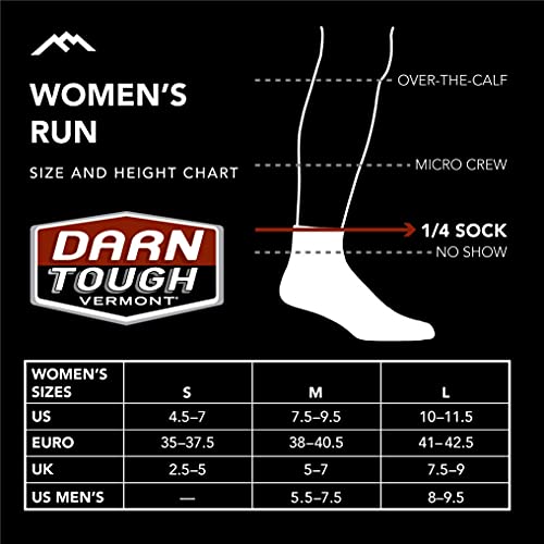 Darn Tough Vermont Women's Quarter Ultra-Lightweight Running Socks with Cushion, Medium White