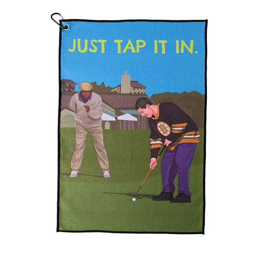 ZEETY Funny Golf Towel with Carabiner Clip - Just Tap It In 16x24 Inch Microfiber Golf Bag Accessory