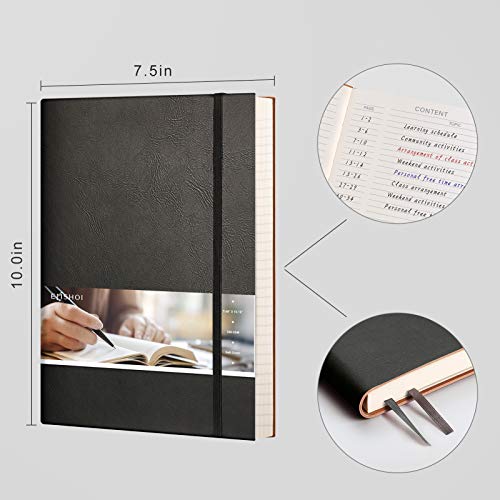EMSHOI Ruled Leatherette Notebook B5 Size, 204 Pages, Black