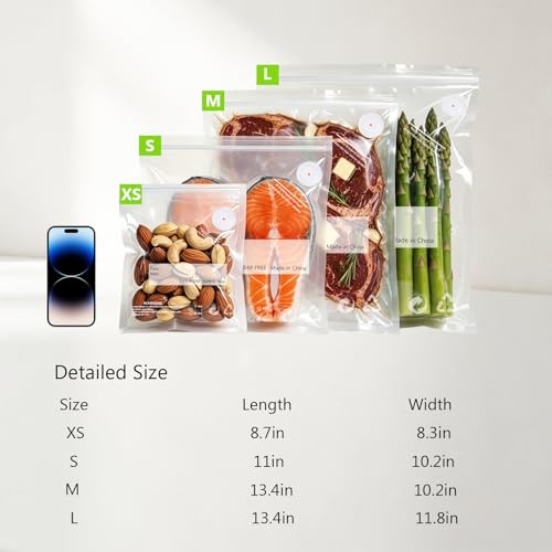30-Pack Medium Reusable Vacuum Sealer Bags 10.2 x 13.4 Inches - BPA-Free Food Storage