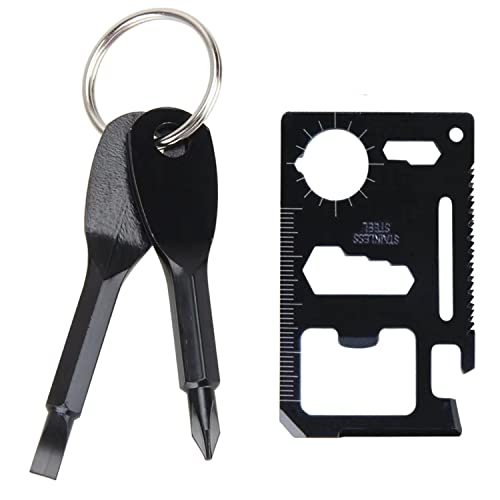 2-Piece Stainless Steel Multitool Screwdriver Set - Portable Black