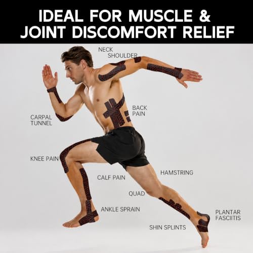 Kinesiology Tape - Precut Water-Resistant Athletic Tape, 2" x 16.4 ft, 1 Roll