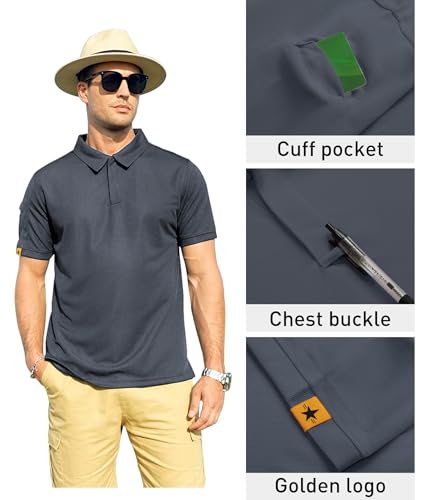 ZITY Men's Polo Shirt Short Sleeve Moisture-Wicking Golf Poly Shirt Grey 4X-Large