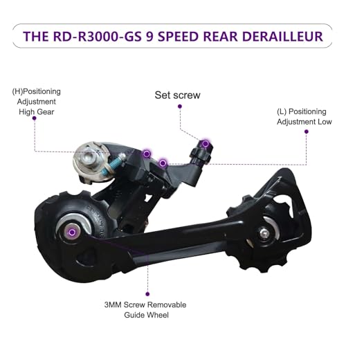 Relwears 9 Speed Bike Rear Derailleur RD-R3000-GS with Long Cage