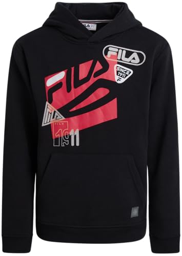 Boys Soft Fleece Pullover Hoodie - Cozy Graphic - Black Midnight / 8