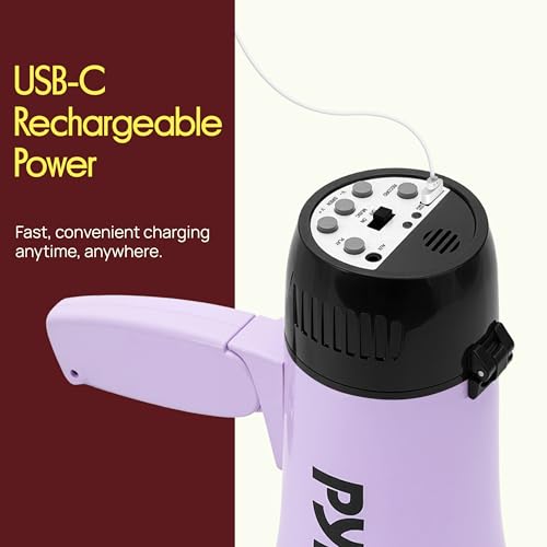 Rechargeable Megaphone with Voice Recording & AUX - Light Purple