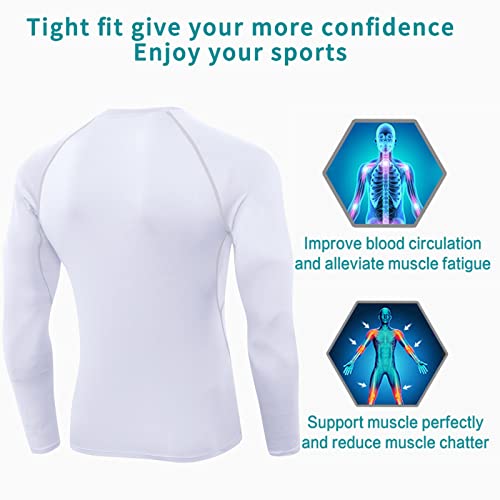Men's Long Sleeve Compression Workout Shirt - Medium / White - 1 Pack