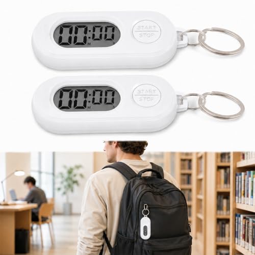 Mini Digital Keychain Timer - 2 Pack Countdown Stopwatch