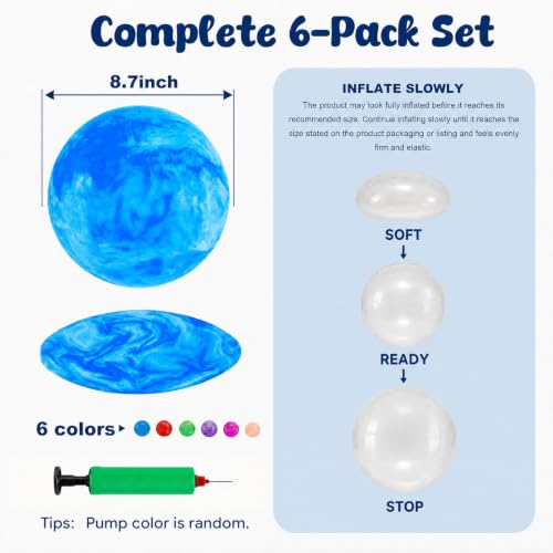 6 Pack 8.5 Inch Playground Balls with Pump - Durable Bouncy Sports Balls