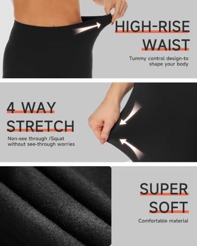 High Waisted Biker Shorts for Women - 3-Inch Soft Spandex Athletic Shorts - Black