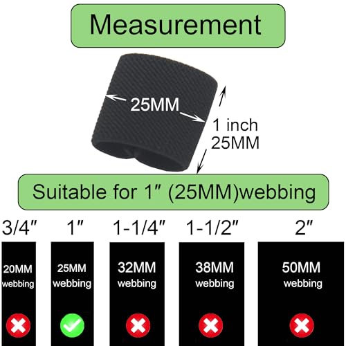 Tactical Elastic Web Belt Loop Keeper - Black, 10 Pack