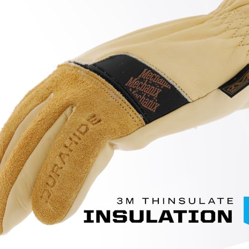 Mechanix Wear: ColdWork Durahide Insulated Leather Driver Winter Work Gloves, Water Resistant, Equipped with 40g 3M Thinsulate, Heavyweight Sherpa Lining, for Heavy Cold Weather (Tan, Large)