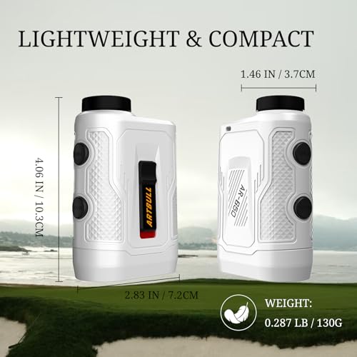 Golf Rangefinder with Slope Switch, Magnetic, 1000 Yards - White